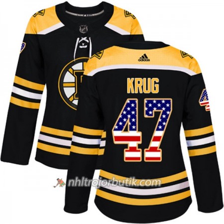 Dame Ishockey Boston Bruins Tröja Torey Krug 47 Adidas 2017-2018 Svart USA Flag Fashion Authentic